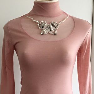 Alannah Hill Top Pink Mesh and Jeweled